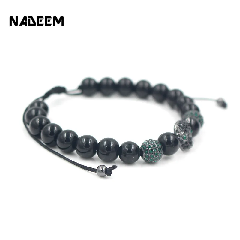 NADEEM Newest Arrival Fashion Men's Micro Pave CZ Leopard Head Charm Braided Macrame Bead Bracelet Adjustable Punk | Украшения и