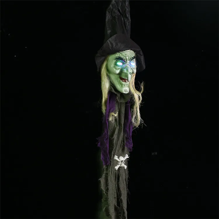 Halloween Horror Decoration House Hanging Black Witch Ornaments Halloween Creepy Prop Electric Haunted Doll Festival Witch Decor