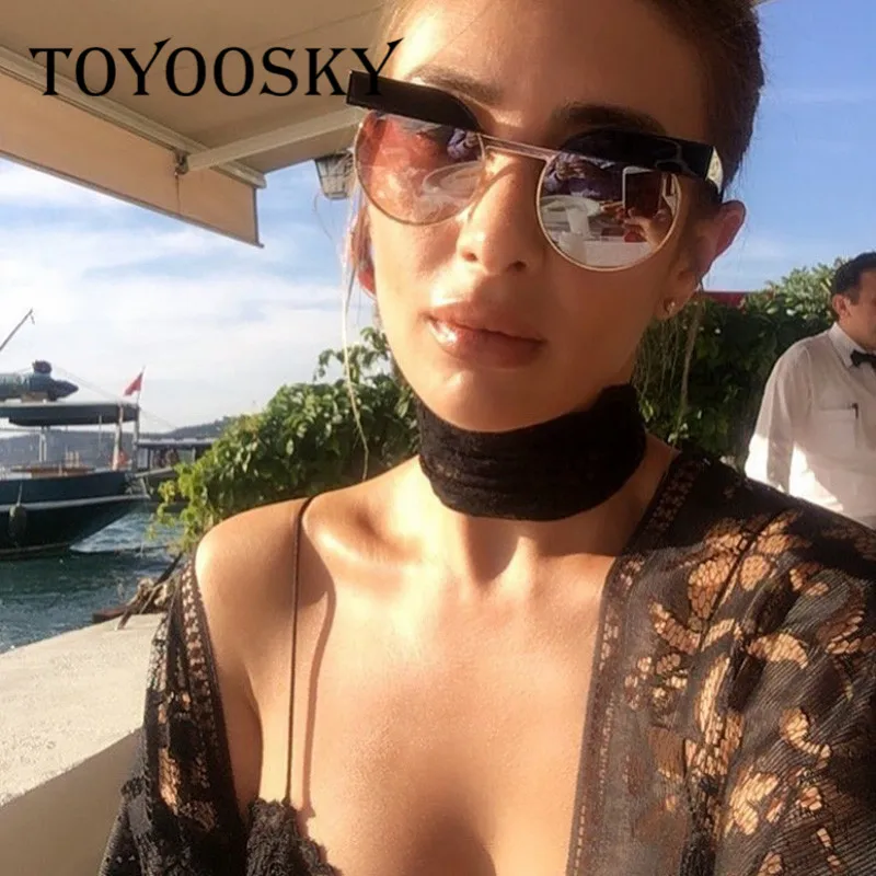 Toyoosky 2017 Новая мода полу без оправы Винтаж круглые линзы Солнцезащитные очки для