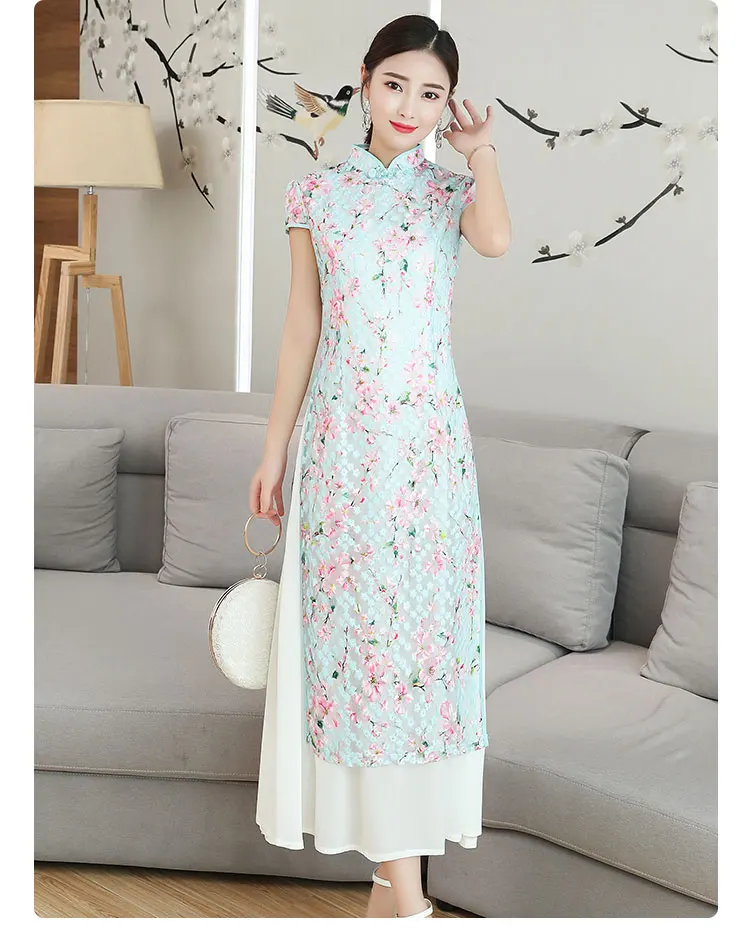 Китайское традиционное длинное Чонсам qiapo Vietnam Ao Dai платья для женщин