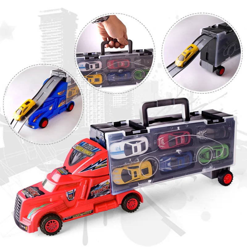 

Container Truck Lorry Cars transport cart Baby Toys for Children Juguetes Vehicle 12pcs Luxury Car Portable Gift Kids Car Toy