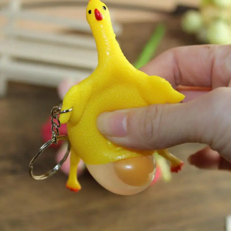 Забавный шалость курица Новинка антистресс цыпленок отложите Яйца Брелок
