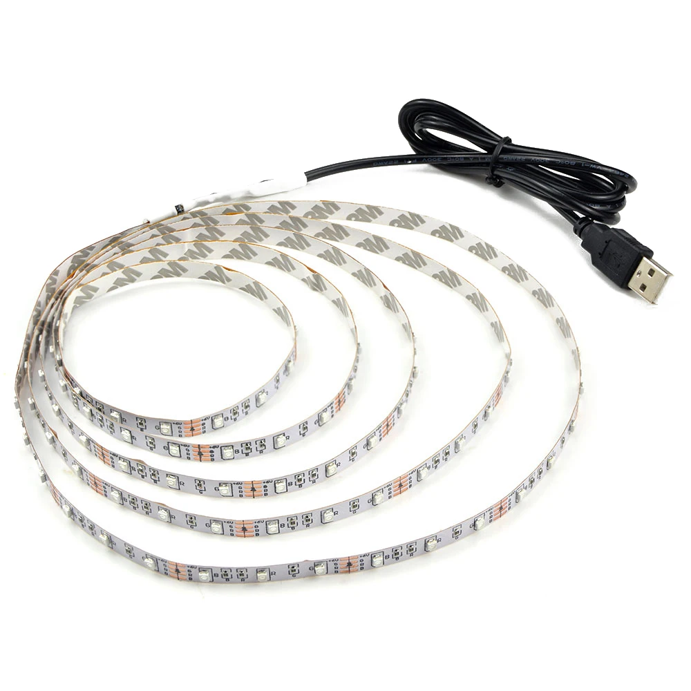 1 шт. USB DC5V Светодиодная лента s 2835SMD гибкая светодиодная лампа 0 5 м 2 3 4 ТВ