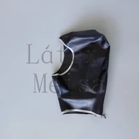 100 handmade unisex catsuit latex hoods open face main in black with silver trim with back zip