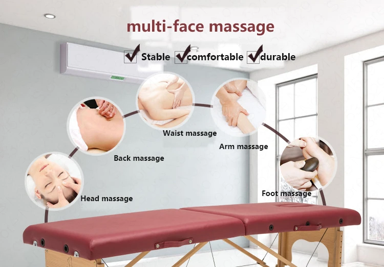 Складная Красота салон стол с регулировкой по высоте, для spa массажа тела кровать терапии кровать с сумкой буковая древесина+ импортная полиуретановая кожа
