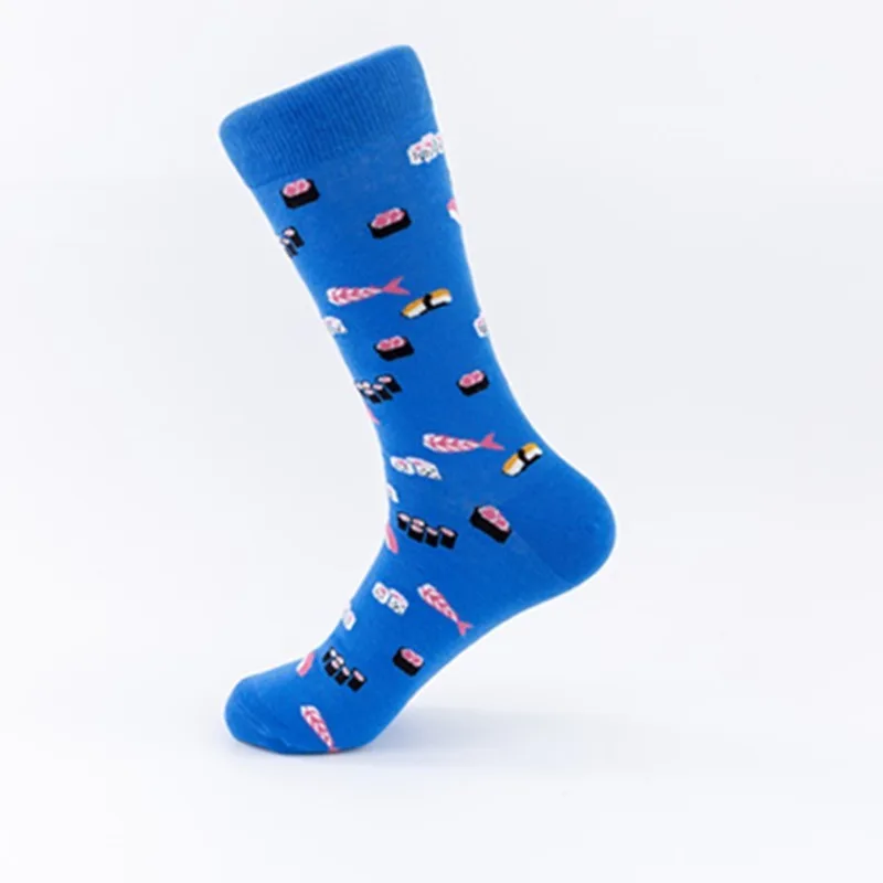 Мужские носки PEONFLY 1 пара чесаный хлопок Мультяшные животные Сова лягушка Акула