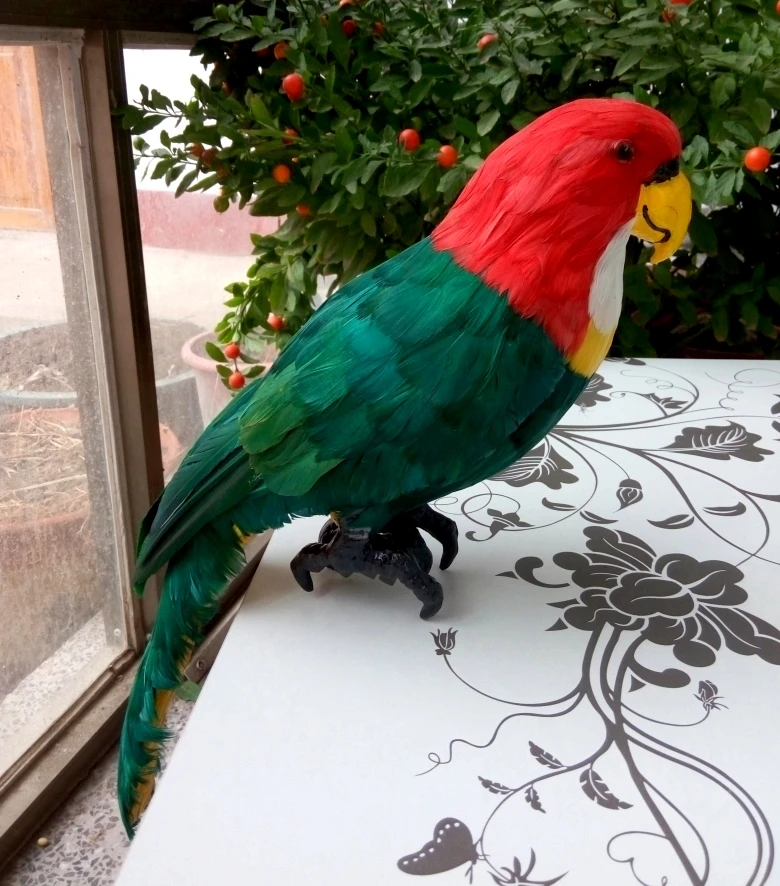 Новинка искусственная игрушка полиэтилен и пух Зеленый попугай модель подарок