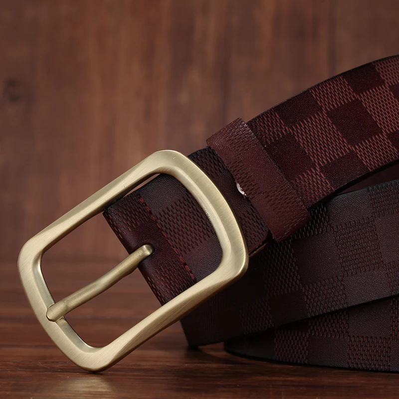 

FURONG 2018 New Designer Belts For Men Luxury Cowhide Emboss Fashion Pin Buckle Belt Brown Genuine Leather Belts Ceinture FR042