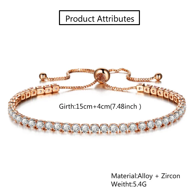 Trend Zircon Charm Bracelets For Women Bracelet &amp Bangle Adjustable Gold Tension Setting Wedding Daily Jewelry Anniversary Gift |