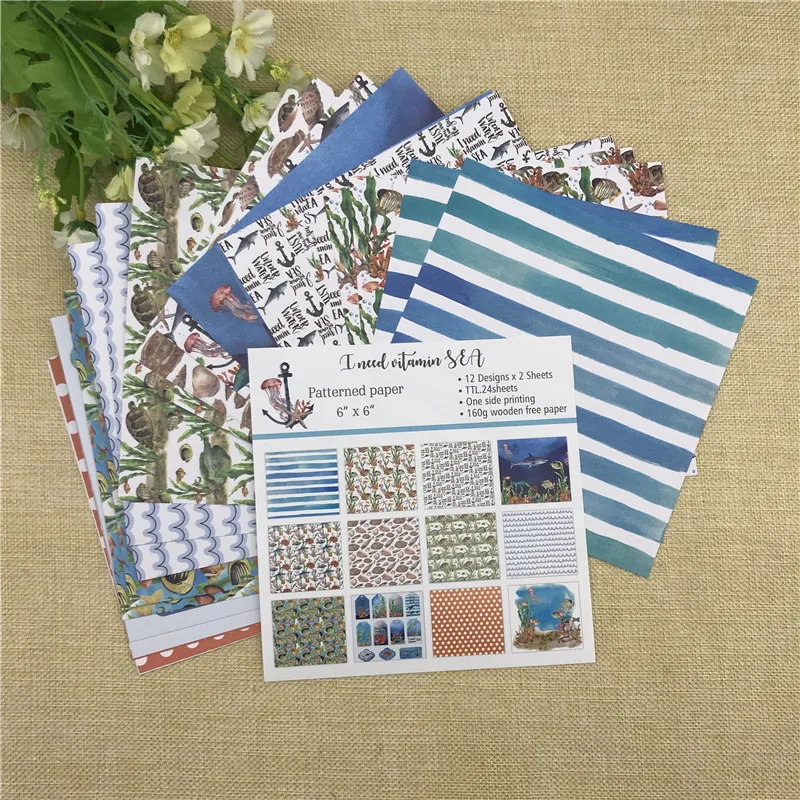 Бумажный пакет для скрапбукинга с рисунком подводного мира 6 &quotX6&quot ручная