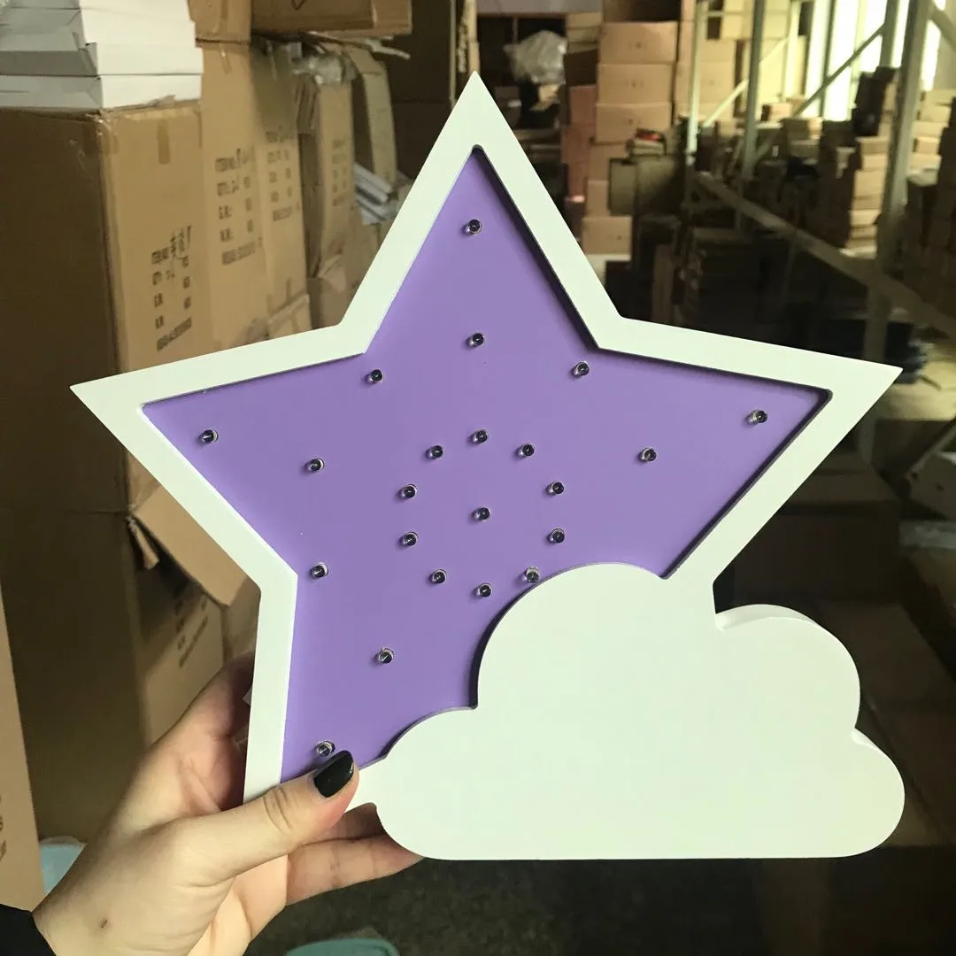 Purple Star Ins, луна, звезды, чешуйчатые облака, моделирующая лампа, светодиодная лампа для украшения комнаты, прекрасный детский домик, маленький ночник, светильник для фотосессии - Цвет: Purple Star