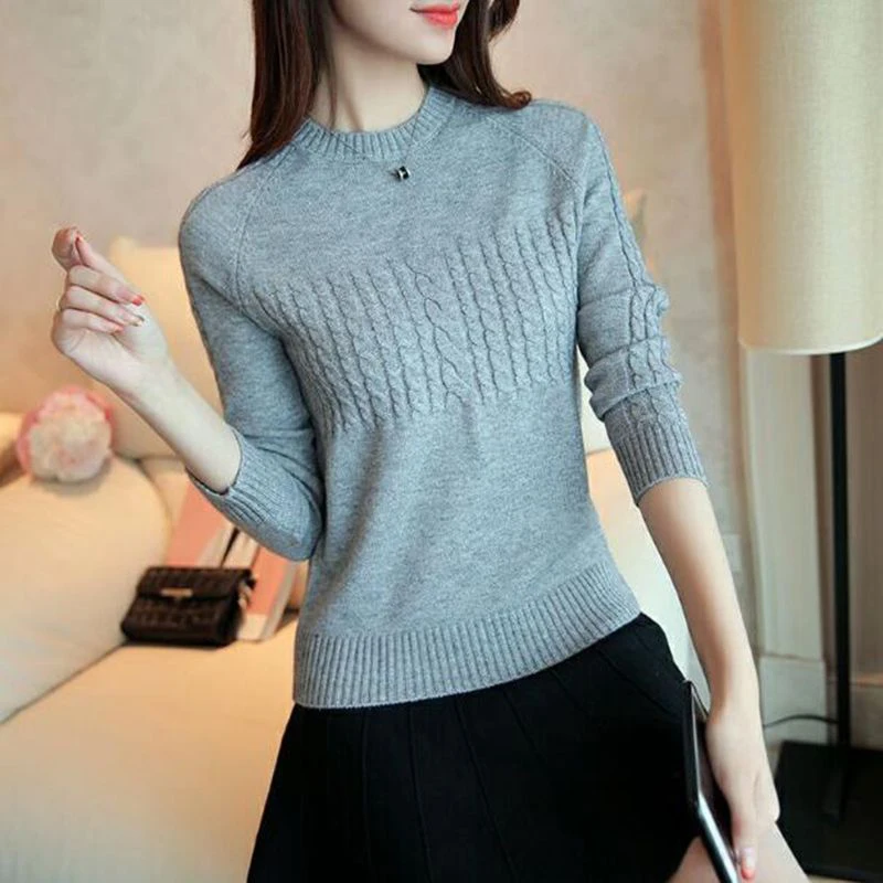 2019 Autumn Winter Knitted Sweater Women Sweaters And Pullovers Female Crochet Jumper Pull Femme Black White | Женская одежда