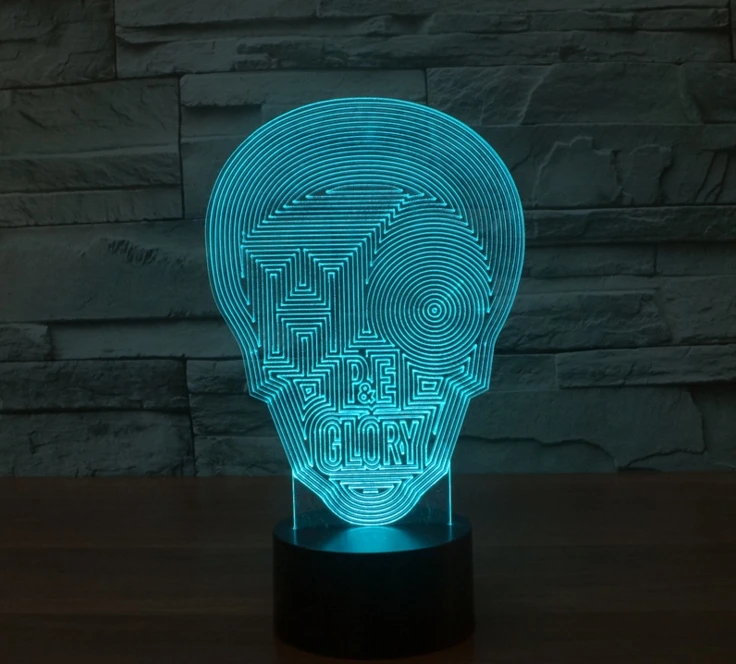 [Seven Neon] Бесплатная доставка модная Акриловая Маска 7 цветов настольная лампа 3D