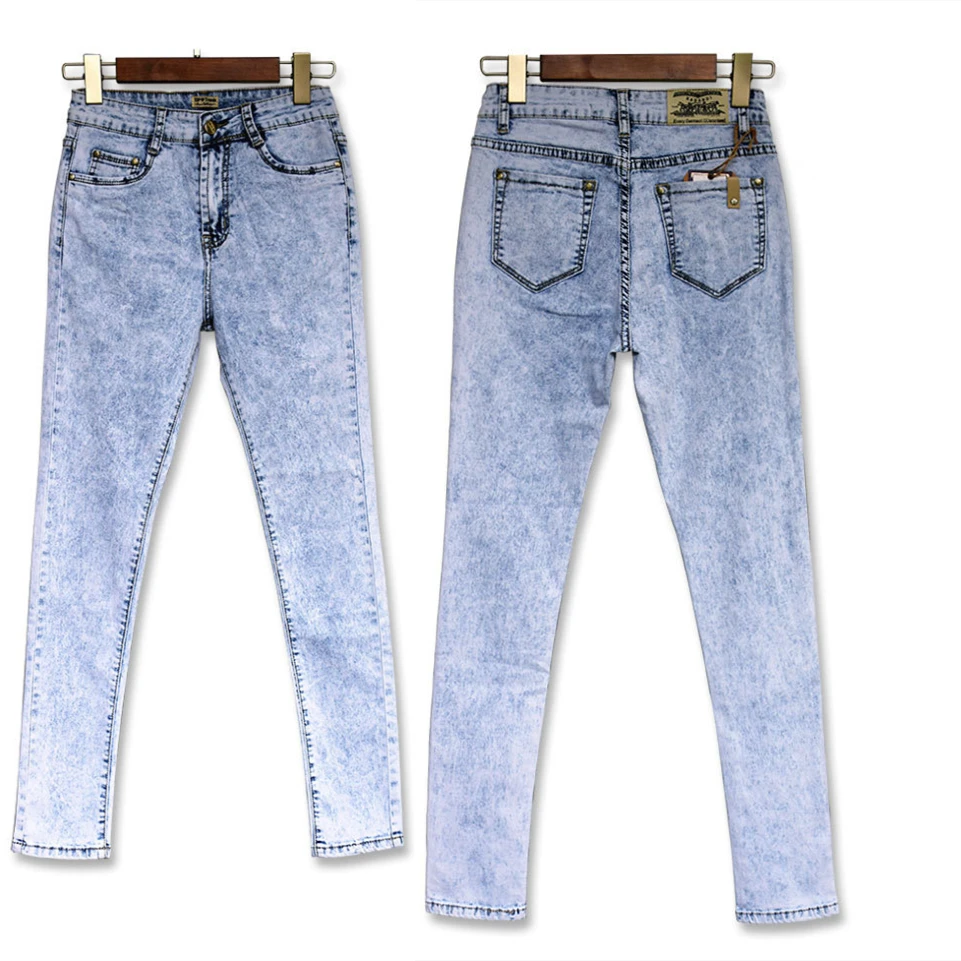 Модные брюки карандаш в стиле снега джинсы для женщин Выбеленные облегающие