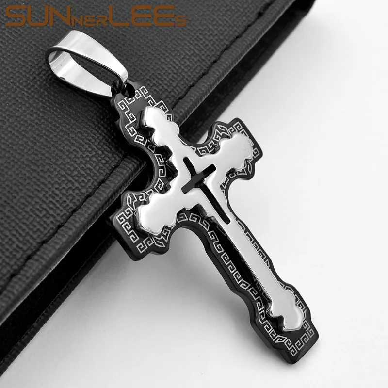 SUNNERLEES 316L Подвеска из нержавеющей стали с крестом Иисуса Христа Византийская