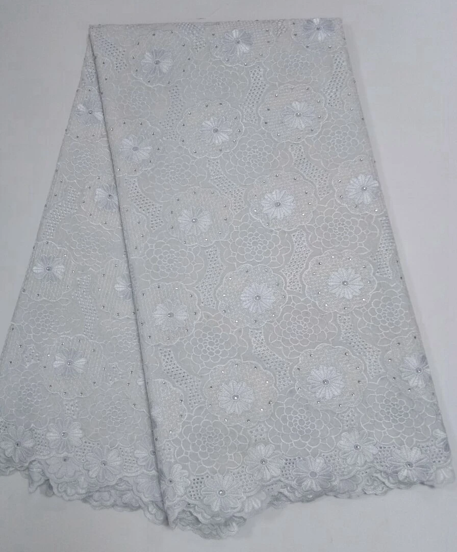 White Nigerian Lace fabrics 2017 African Swiss Voile High Quality in Switzerland For Wedding Bridal Dress | Дом и сад
