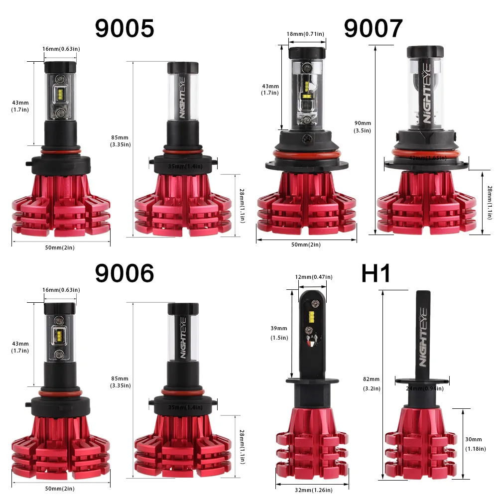 Nighteye светодиодный H4/HB2/9003 H13 9005 9006 9007 H7 H11 60 Вт 10000LM Автомобильный светодиодный фары H1 H3 Противотуманные огни 3000K 6500K 8000K "подключи и играй"