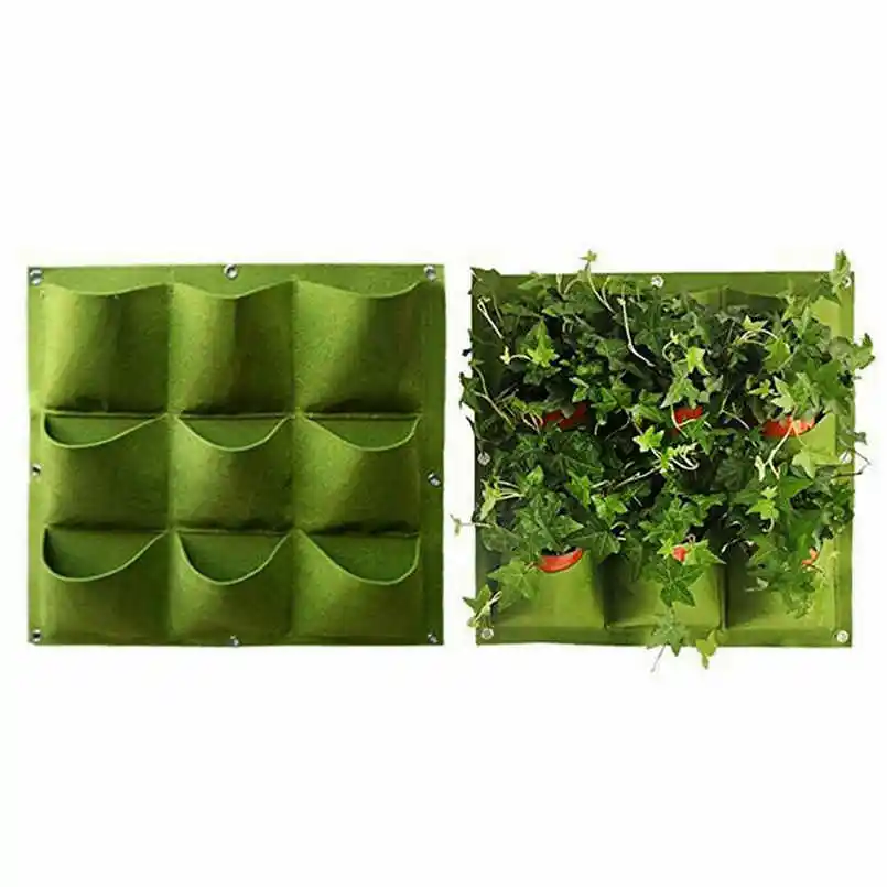 Planting bag Вертикальное Озеленение настенный посадки бонсай сумки 9/18/6 карманов зеленый уличные цветочные горшки ящик для комнатных растений, вертикальный садовые цветы поставить@ 15 - Цвет: Planting bag