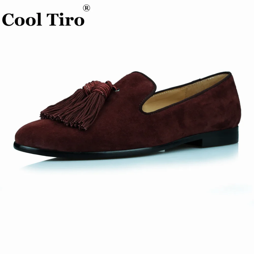 COOL TIRO Brown tassel Sheep suede shoes men brand casual flats dress footwear work office designer Smoking Slippers Wedding | Обувь