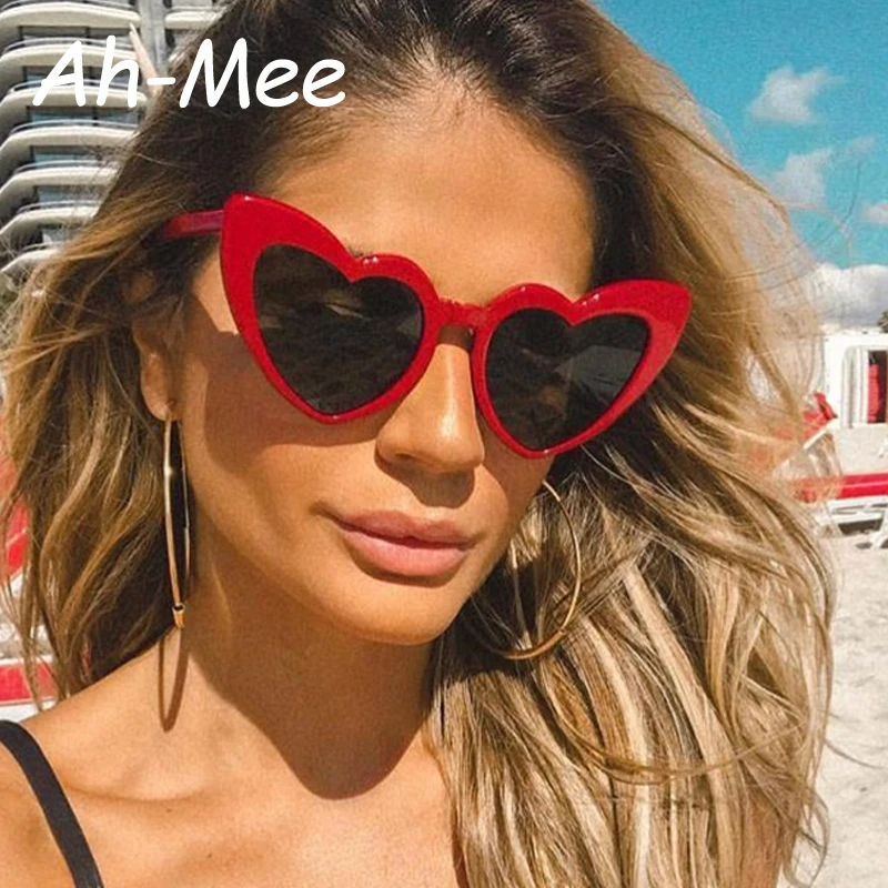 

Heart Shaped Sunglasses Women Cat Eye Women Sun Glasses Luxury Brand Retro Love Black Red Eyewear Female Oversize Shade