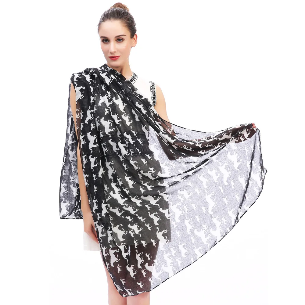 Женский шарф с принтом лошадей шаль мягкая легкая Подарочная идея|women scarf shawl|women