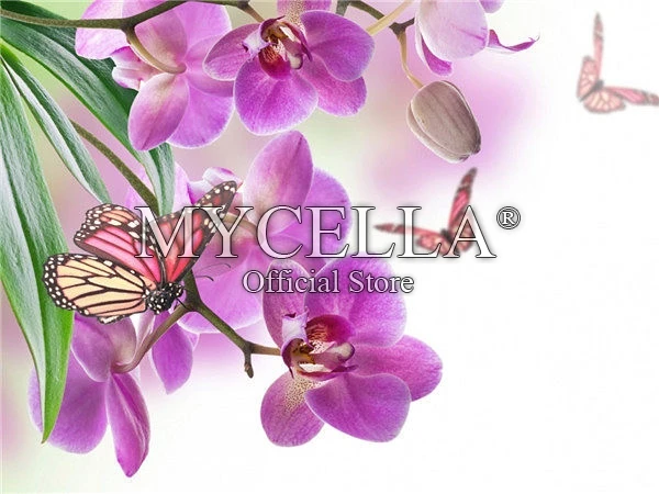 

5D DIY Diamond Painting Cross Stitch Orchid and Butterfly Needlework Full Round Rhinestone Mosaic Diamond Embroidery Home Decor