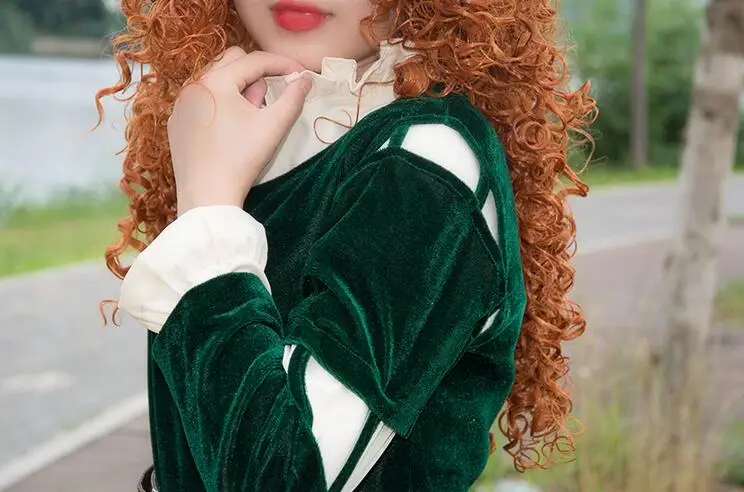 Brave Merida платья Принцесса Мерида Косплей Костюм Леди мультфильм аниме платье униформа Мерида Парик Мода девушка Лолита платье