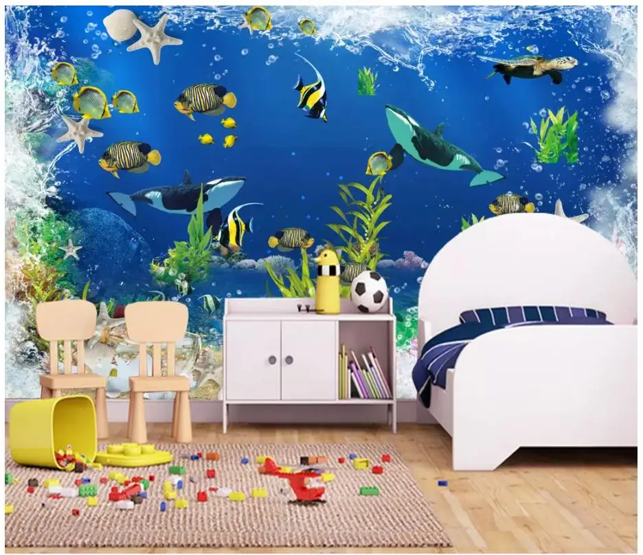 

Пользовательские фото обои для стен 3 d настенные фрески обои мультфильм морской мир фон для детской комнаты настенное украшение роспись