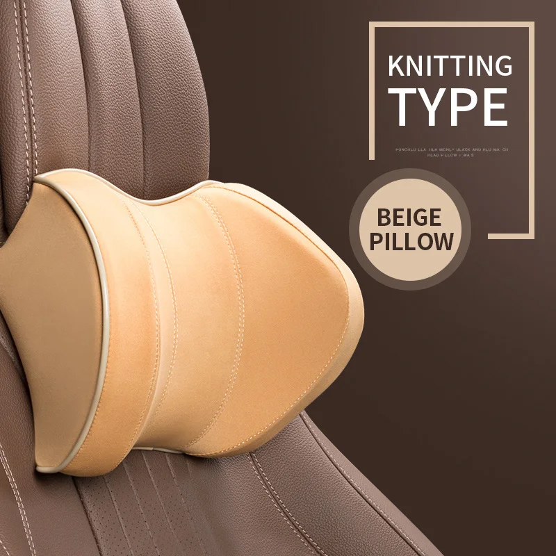 Knitting Pillow QUEES, Автомобильная подушка для шеи и сиденья, поддержка подголовника, Бизнес Стиль, подушка из пены с эффектом памяти, автомобильные аксессуары для интерьера, трикотаж, сетка, кожа - Цвет: Knitting Pillow