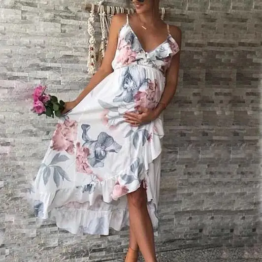 Envsoll Summer Maternity Dresses Maternity Clothes Pregnancy Dress Pregnant Dress Casual Floral Falbala Pregnants Clothing