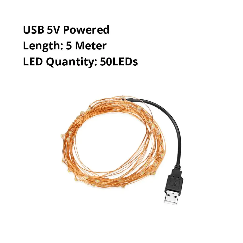 USB Port 5M Светодиодный Сказочный светильник-гирлянда, домашняя отделка кухни, декоративный светильник для шкафа, 2 м, 5 м, 10 м, для рождественской вечеринки, Свадебный светильник, лампа - Цвет: USB Port 5M