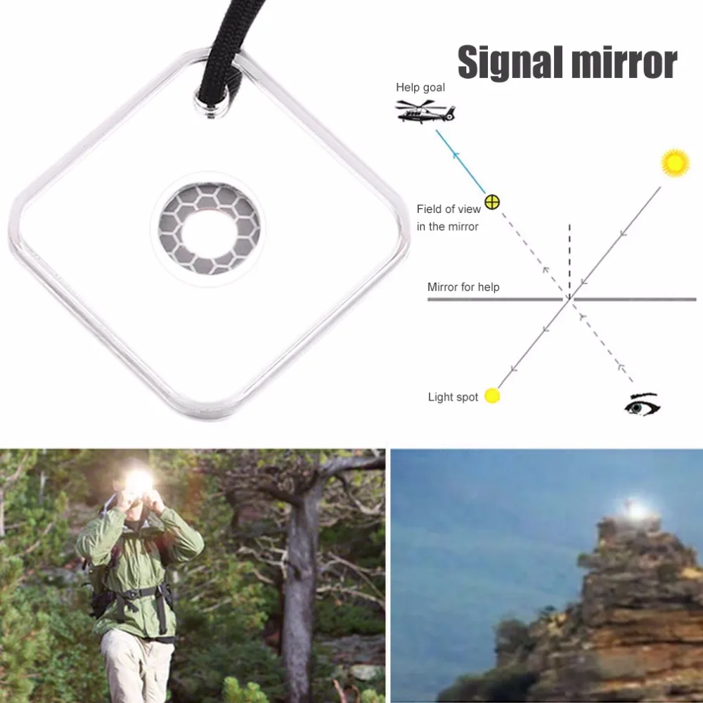 Сигнальное зеркало Heliograph со свистком многофункциональный инструмент для