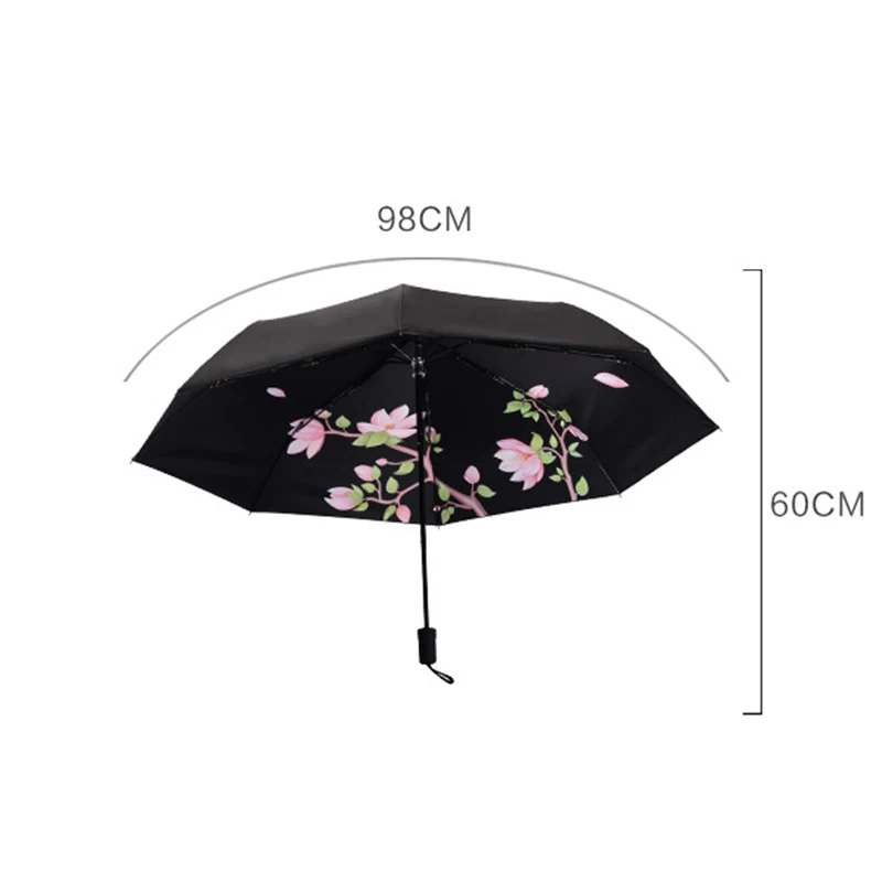 

YADA Custom Black Flowers Charms Umbrella Rain Women uv High Quality Umbrella For Womens brand Windproof Folding Umbrellas YS110