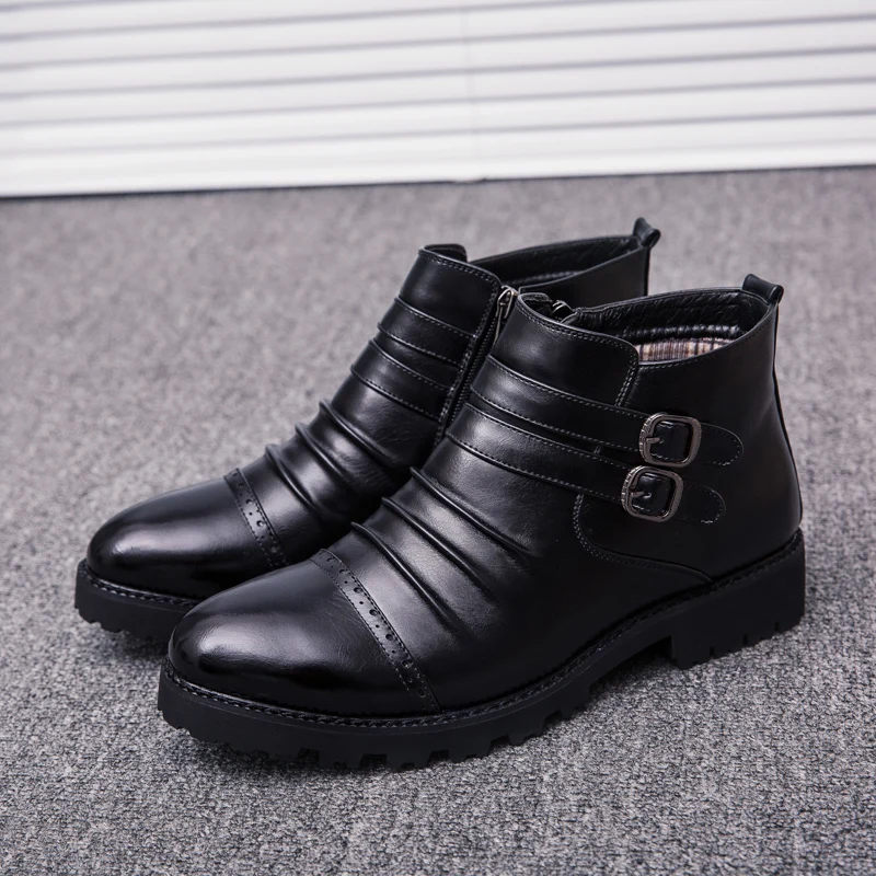 ECTIC высокое качество стимпанк мотоциклетные зимние мужские ботинки челси