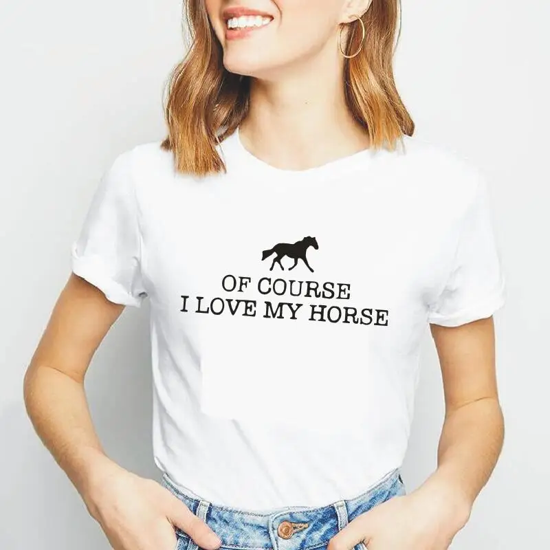 

Fashion Horse T-Shirt Women Tops Summer Short Sleeve Slogan Shirt Tee Shirt Femme Hipster Girls Casual Horse Riding Women Tshirt