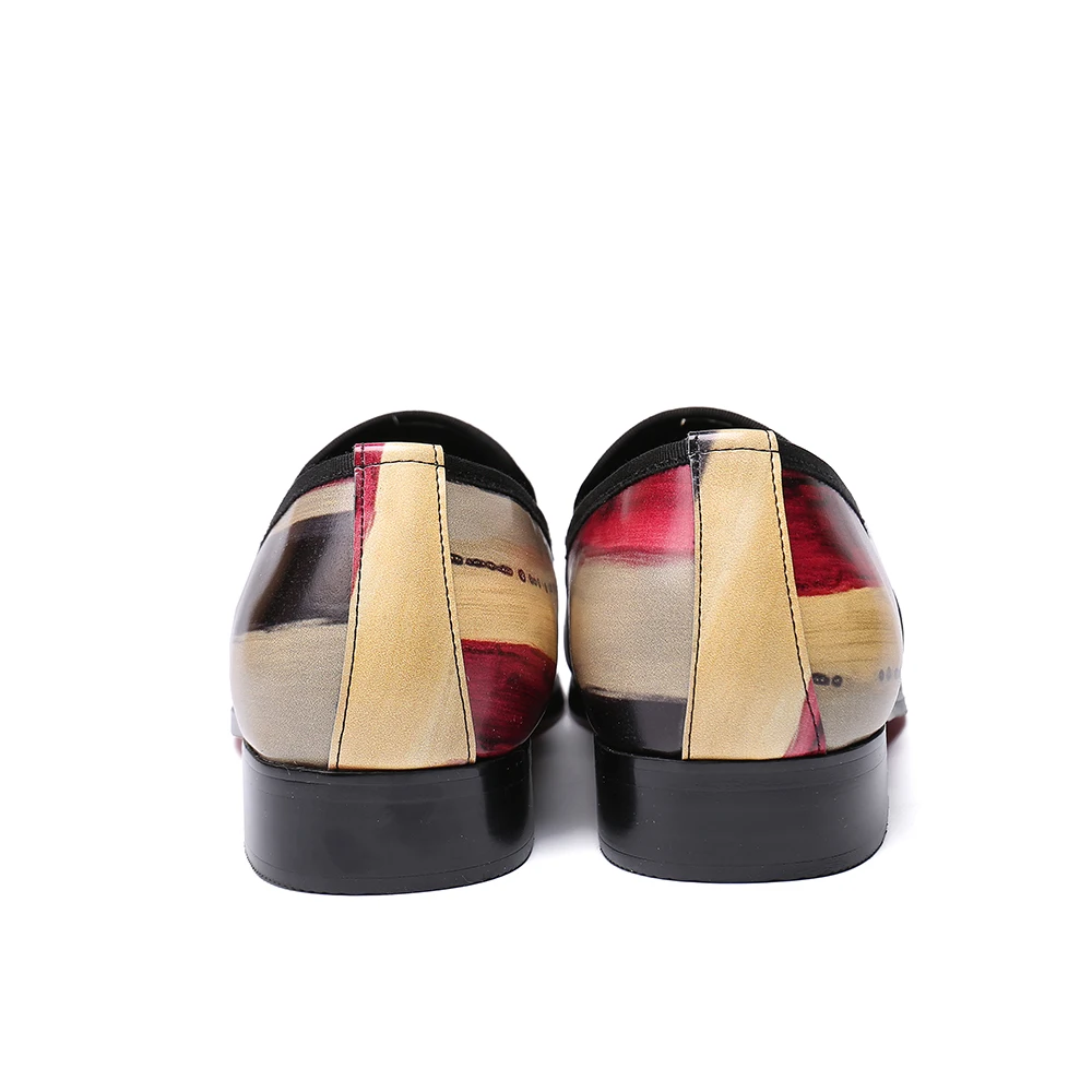 

Christia Bella Stripe Printing Men Loafers New Fashion Simplicity Real Leather Men Shoes Big Size Formal Slip on Party Shoes