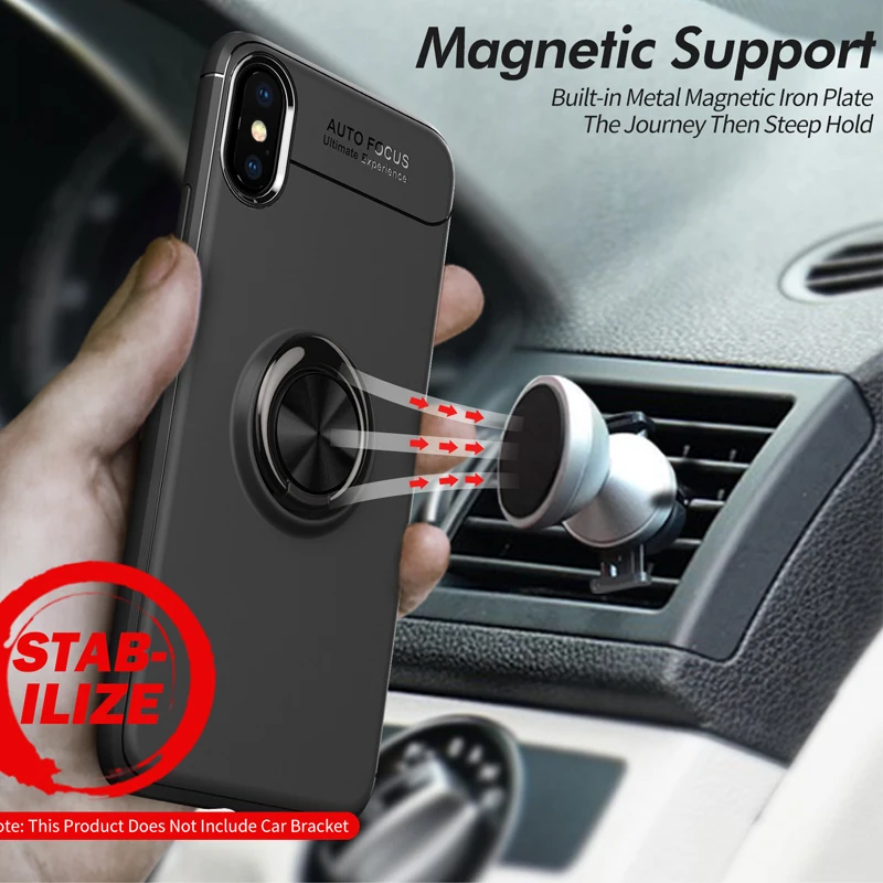 Мягкий силиконовый чехол из ТПУ для iPhone X Xs Max автомобильный держатель с кольцом