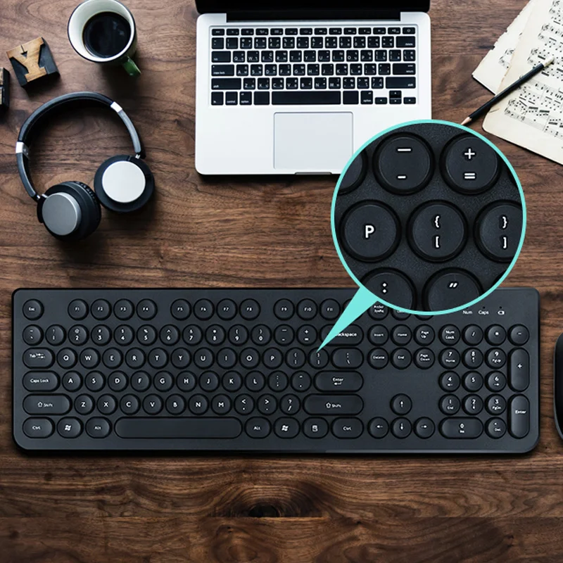 

Retro Punk Wireless Keyboard Mouse Set Ergonomics Mini Waterproof Lightweight SP99