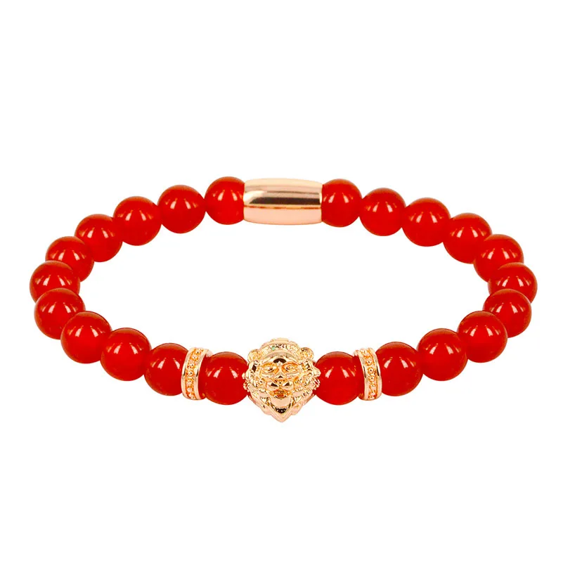 Новый дизайн браслет из красного оникса с бусинами мужской и женский модные