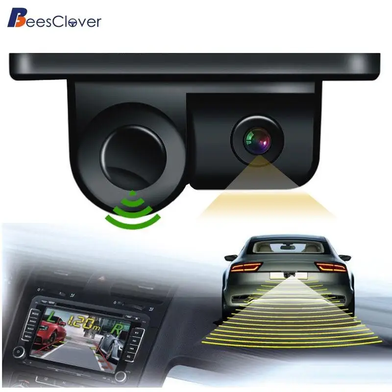 Beesclover 2in1 ЖК-дисплей заднего хода Резервное копирование радар Звук оповещения