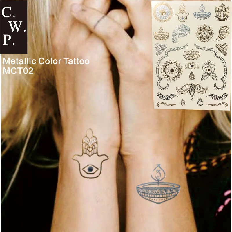 MCT02 Цыганская душа и узор для йоги металлическая временная татуировка с лотосом
