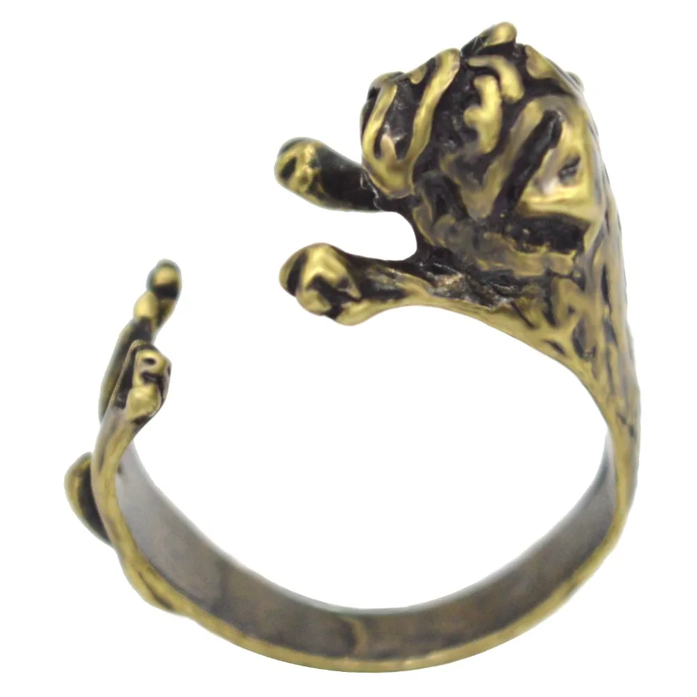 2015 старинные серебряные яркие французский бульдог кольцо крошечный