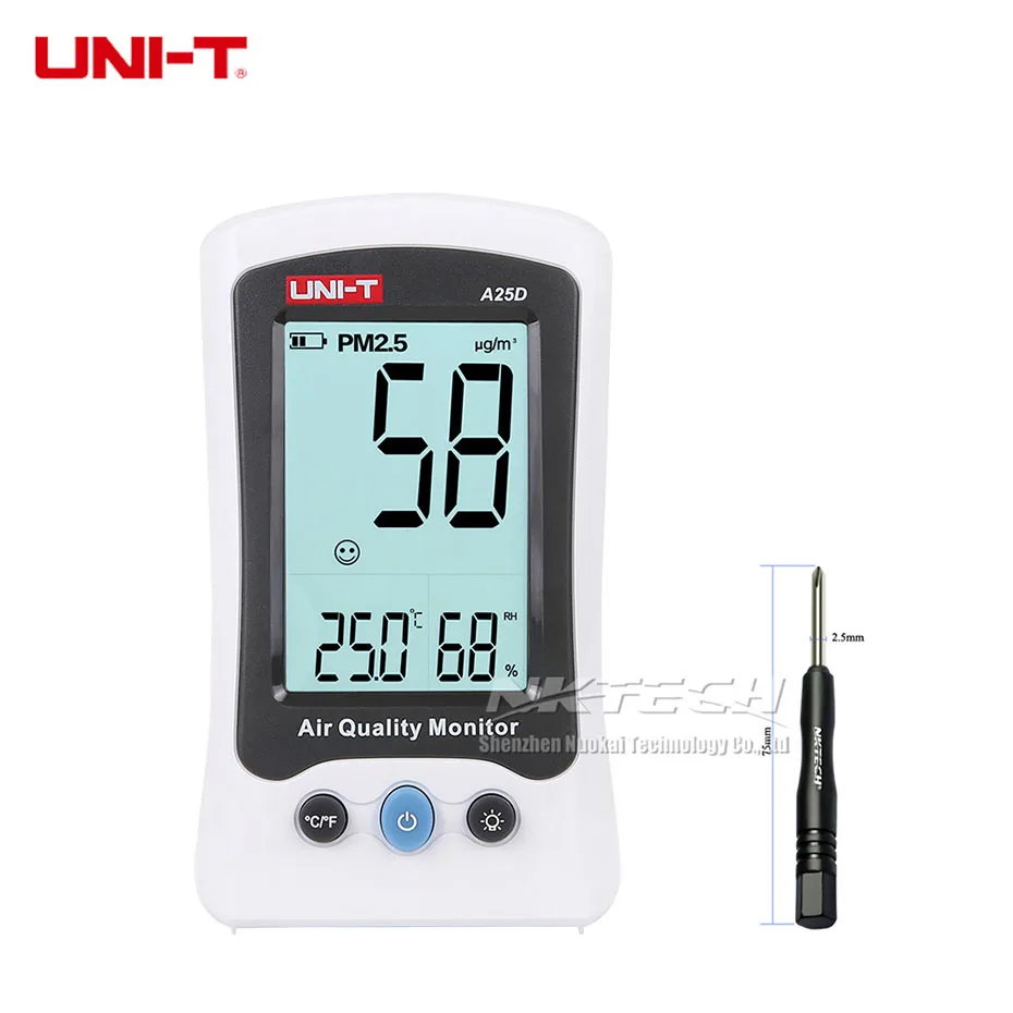 A25D PM2.5 Temp RH UNI-T детектор качества воздуха A25F A25D A25M формальдегид PM2.5 монитор метр Лазерная Температура Влажность Крытый полимерный аккумулятор - Цвет: A25D PM2.5 Temp RH