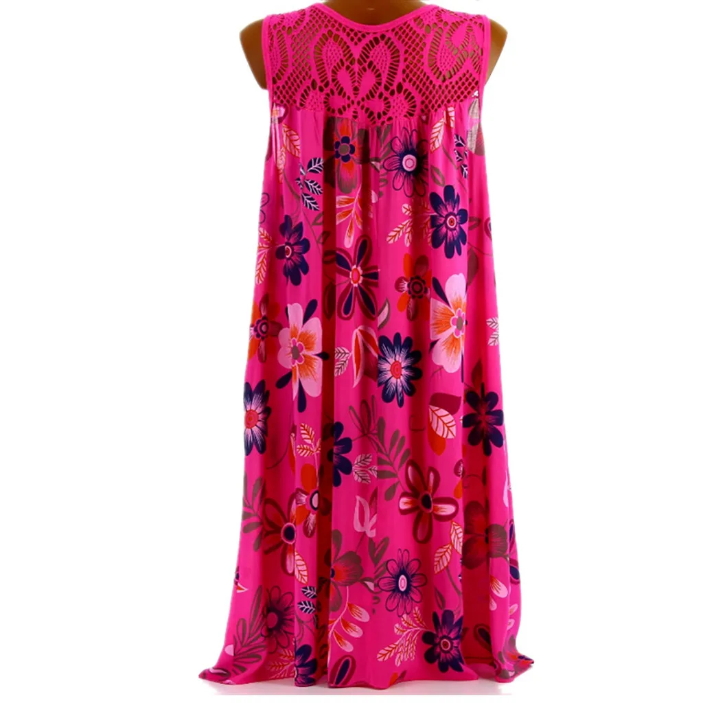 Новинка, Стильное женское платье Kleid, женское летнее платье Бохо без рукавов, кружевное платье с принтом, Abito da donna alla moda