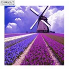 5d полноразмерная алмазная живопись своими руками, вышивка крестиком, алмазная вышивка, Голландская ветряная мельница, мозаичный узор, лаванда, цветок, картина, подарок