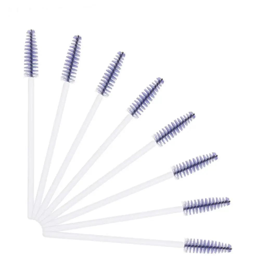 100Pcs Disposable Mascara Wands Eyelash Extension Brush Applicator Spoolers Eye Lashes Cosmetic Cleaning Brush 5 Colors - Handle Color: light purple