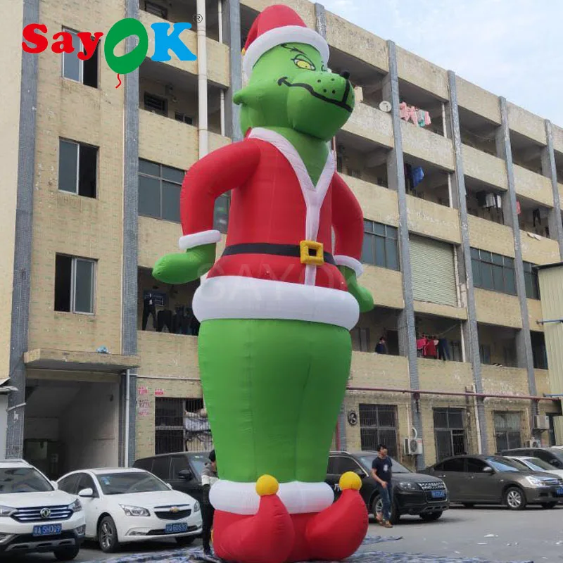 Надувной Рождественский Grinch as Santa 10 футов и 28 футов высокий Рождественский Декор с белым светильник для магазина