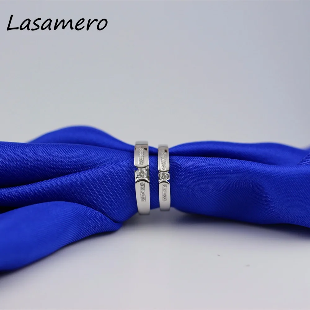 Мужское и женское кольцо с натуральным бриллиантом LASAMERO обручальное из белого