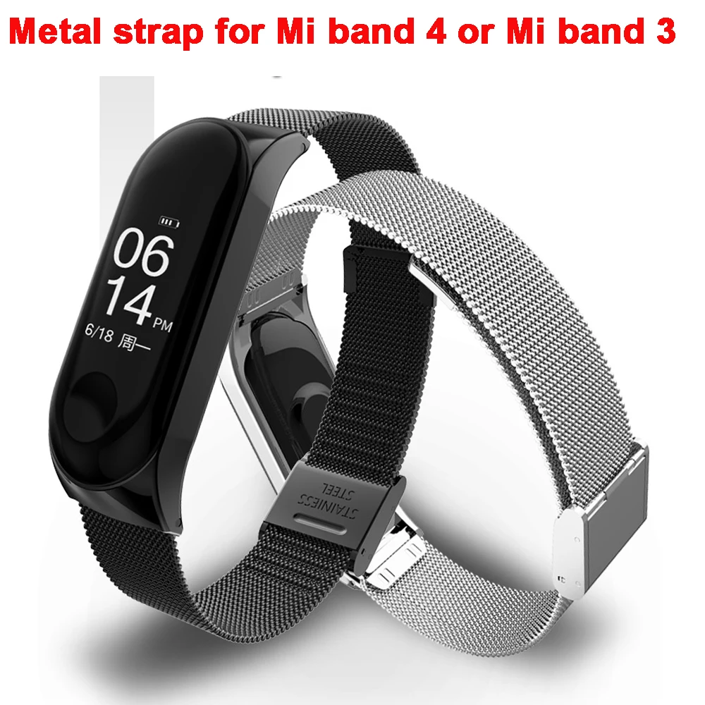 Металлический ремешок для mi band 4 mi Band 3 Smart Band ремешок для Xiaomi mi Band 4 аксессуары для смарт-браслета сменный ремешок mi Band