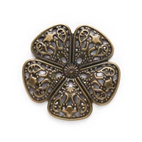 1030 piece bronze tone filigree flower wraps jewelry making diy connnector embellishments findings 48mm